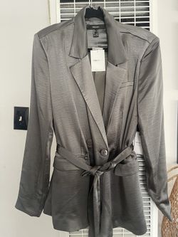 Forever 21 Grey Silk Material Blazer Size Large