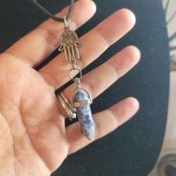 HUGE SALE 🔥🔥🔥🔥 HANDMADE Hamsa blue lapis Lazuli pendant Necklace