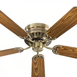 2 Custom Hugger 52in Indoor Antique Brass Ceiling Fans (Reverse Button)