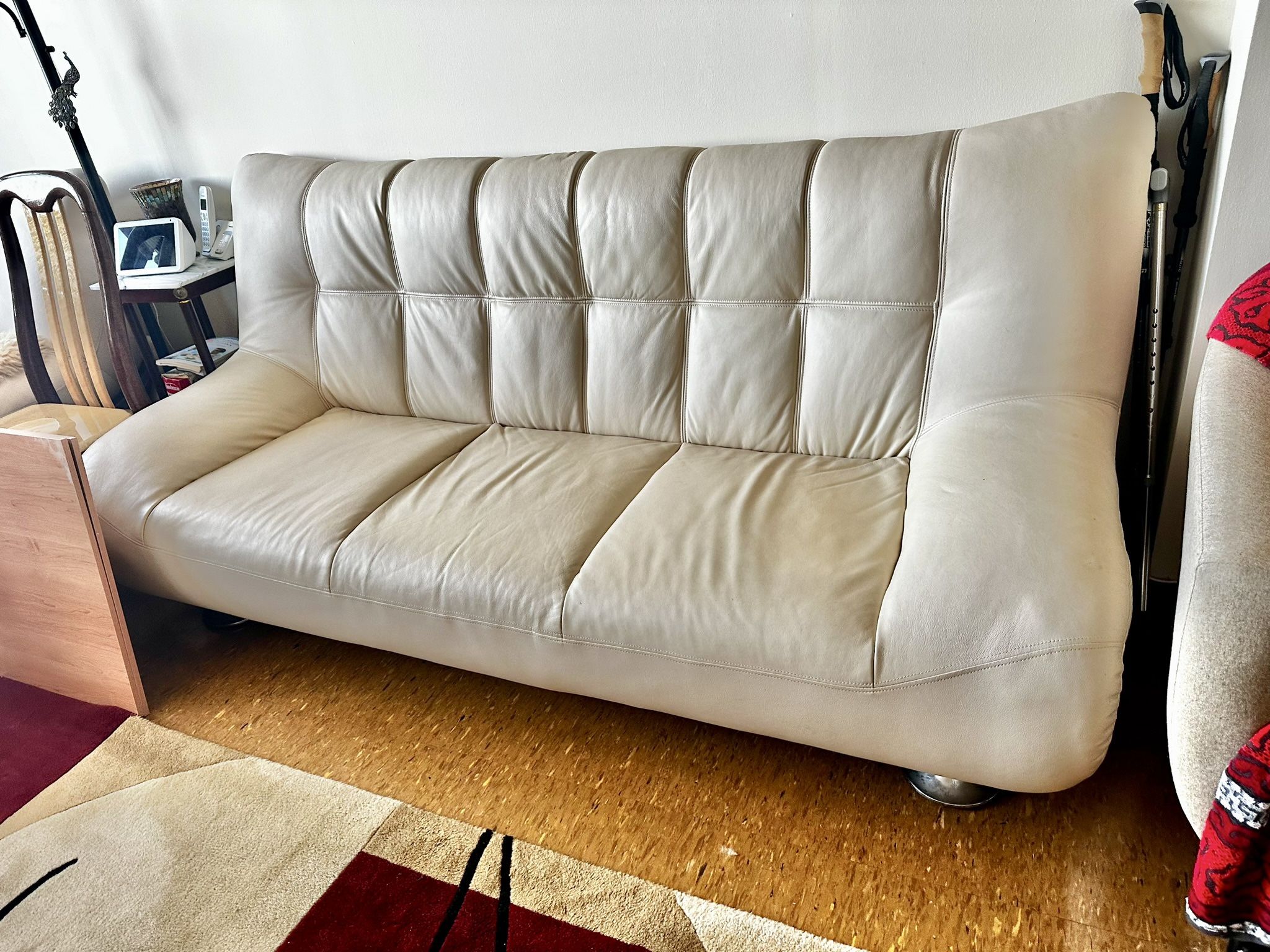 White Leather Couch And Armchair- Shipping Available!