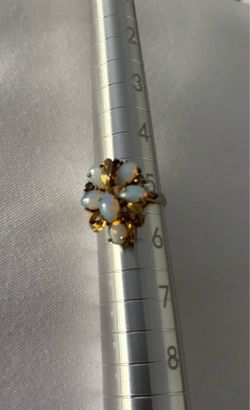 Vintage 18K Opal and Diamond Floral Ring