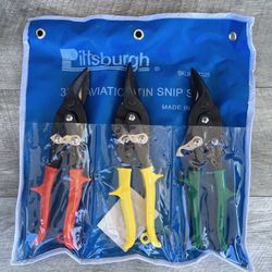 PITTSBURGH Aviation Tin Snips, 3-Piece