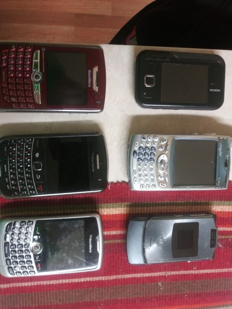 3 Blackberry's, A Nokia Slider, Cingular and Motorola Flip Phones!