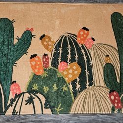  Outdoor Colorful Cactus Pattern Welcome Mat, Washable, Suitable for Kitchen, Bathroom, Living Room, and Entryway- Various Shapes of C