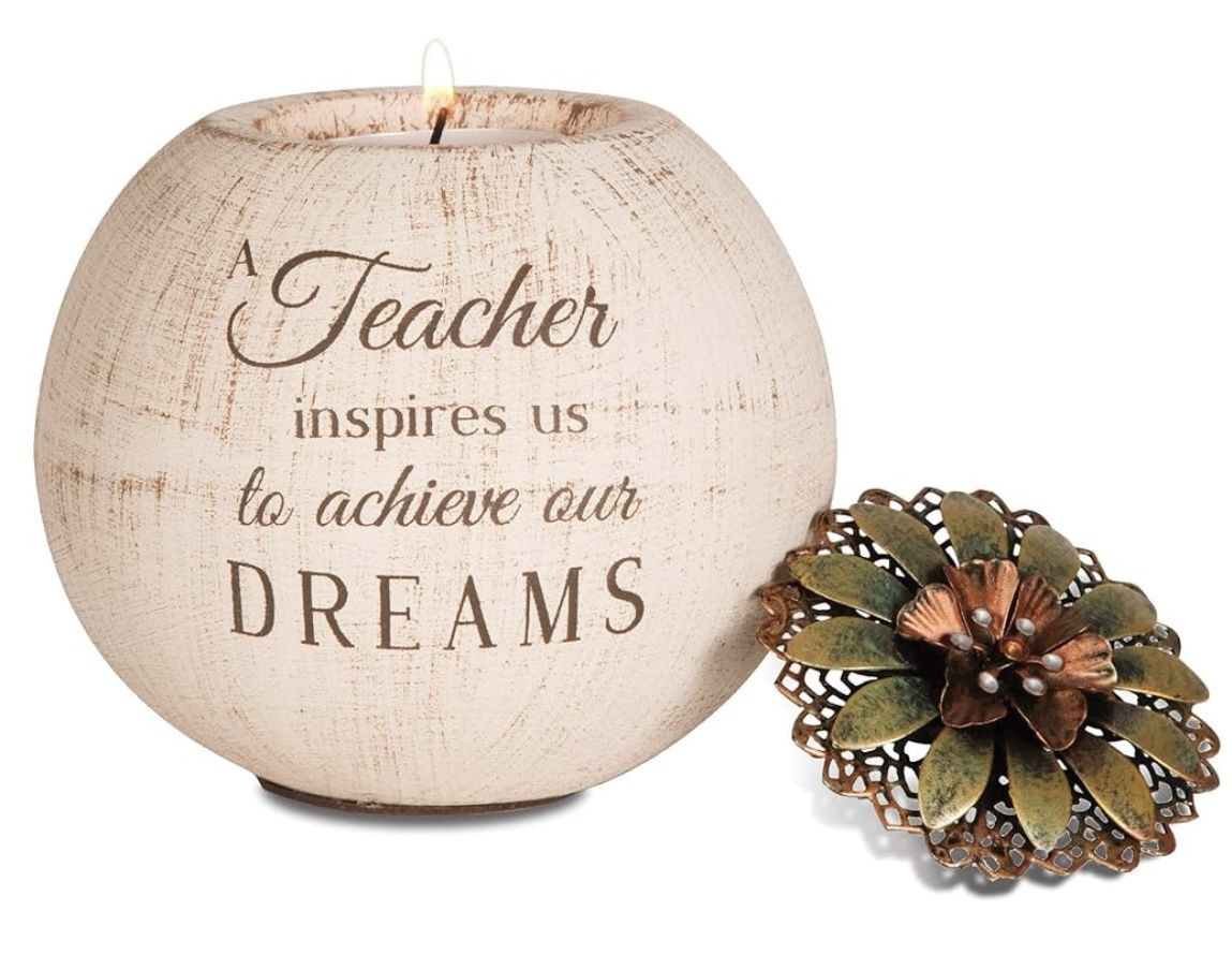 Brand New Light Your Way Terra Cotta Teacher Tea Light Candle Holder