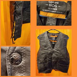 Black leather motorcycle vest $35