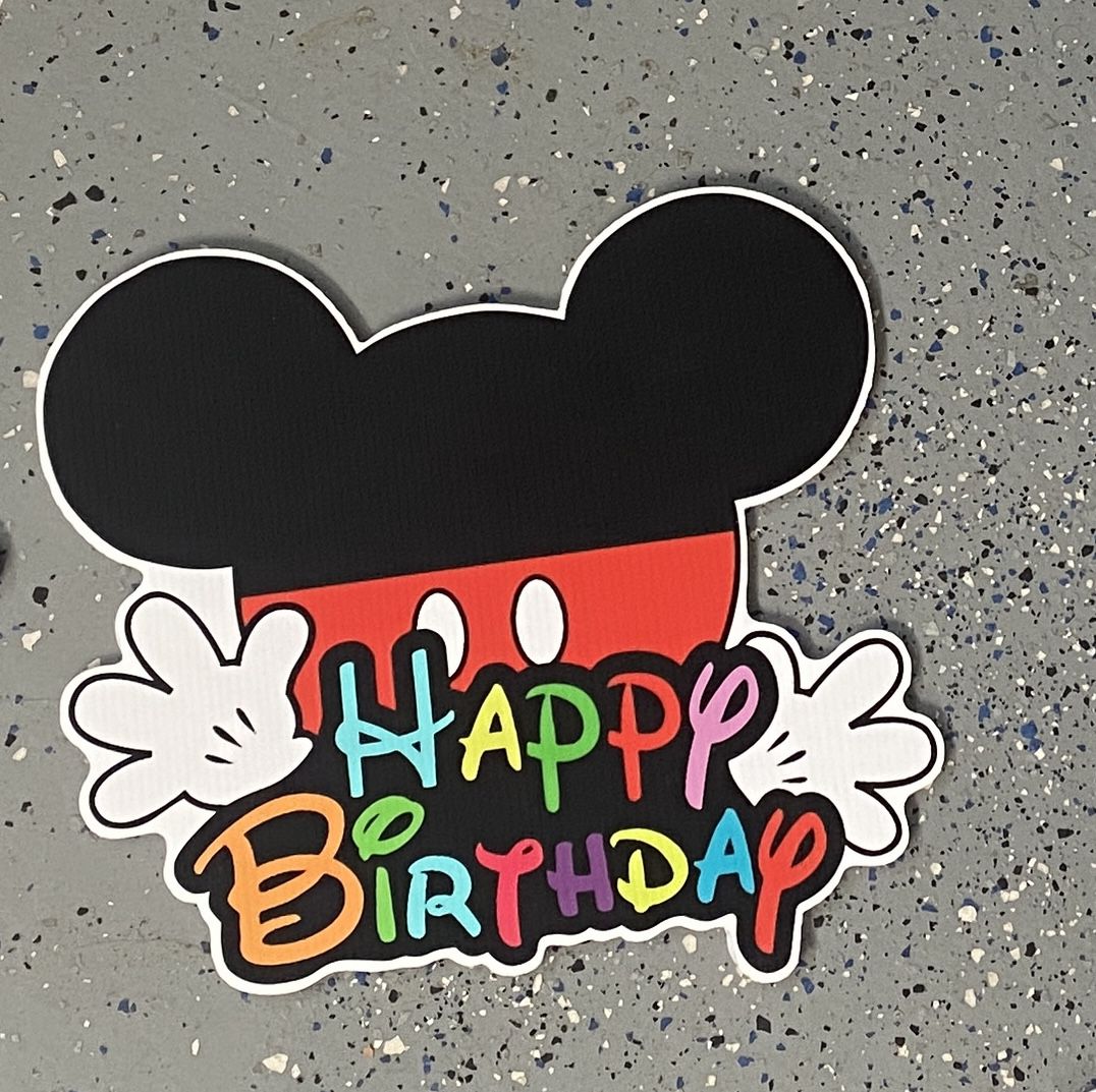 Fabric Disney Mickey Mouse Happy Birthday banner 