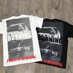 Supreme Paris Is Burning Tee Black & White M L