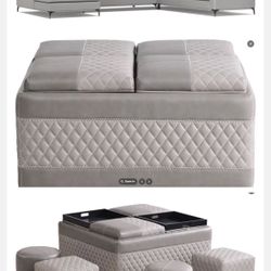 Grey Sectional Sofa With Ottoman Set