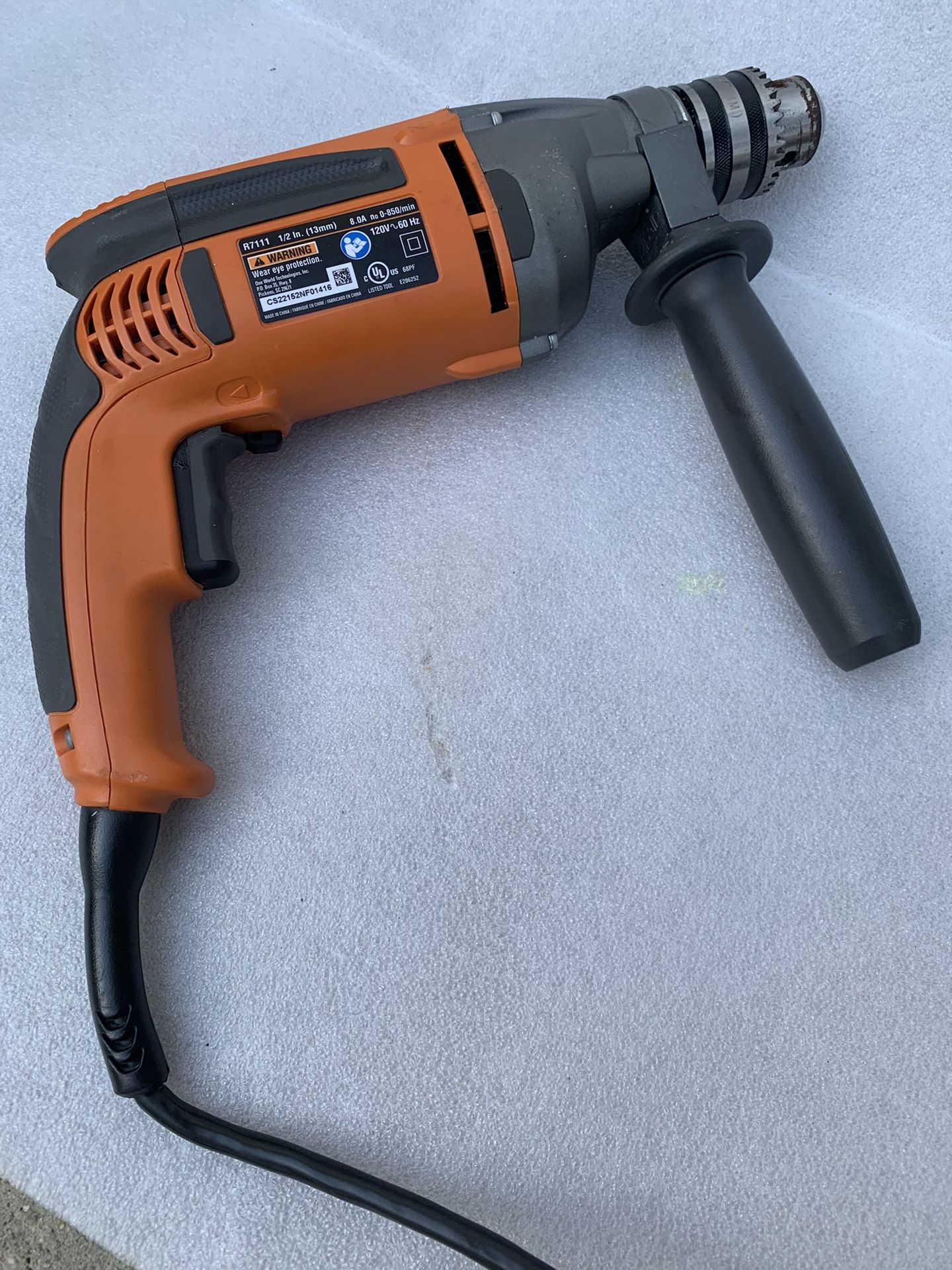 RIDGID Ridgid 8-Amp Heavy-Duty Variable Speed Reversible Drill, 1/2 In.