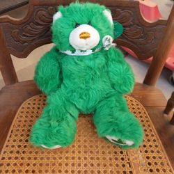 2002 build a bear collector shamrock green teddy bear never played with