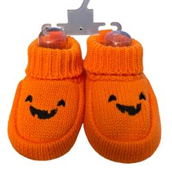 Carter’s Orange Knitted Baby Booties Halloween
