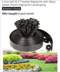 33 FT Plastic Garden Edging Kit with Spikes