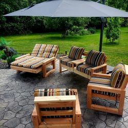 New set of 2 solid wood patio chairs, $429 each