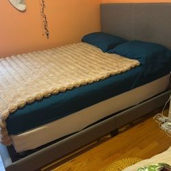 Gray Bed Frame and headboard for sale! Box spring NOT included.