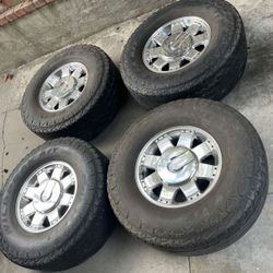 4 - 35x12.50r17LT 8x6.5 8x165.1 Stock Hummer H2 Chrome Rims Wheels With Tires!!!!!