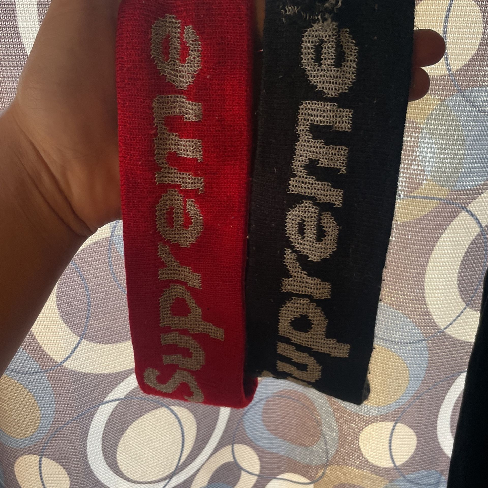 Black And Red Supreme Headbands 