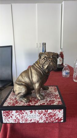 Vintage Bronze-Style English Bulldog Figurine / Table Statue with Studded Collar