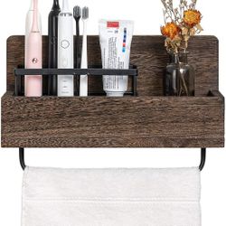 Dahey Wall Wooden Mounted RusticToothbrush Organizer/Towel Holder