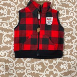 Carter’s Lumberjack Red Plaid Christmas Winter Vest For Baby Boy Size 3 Months