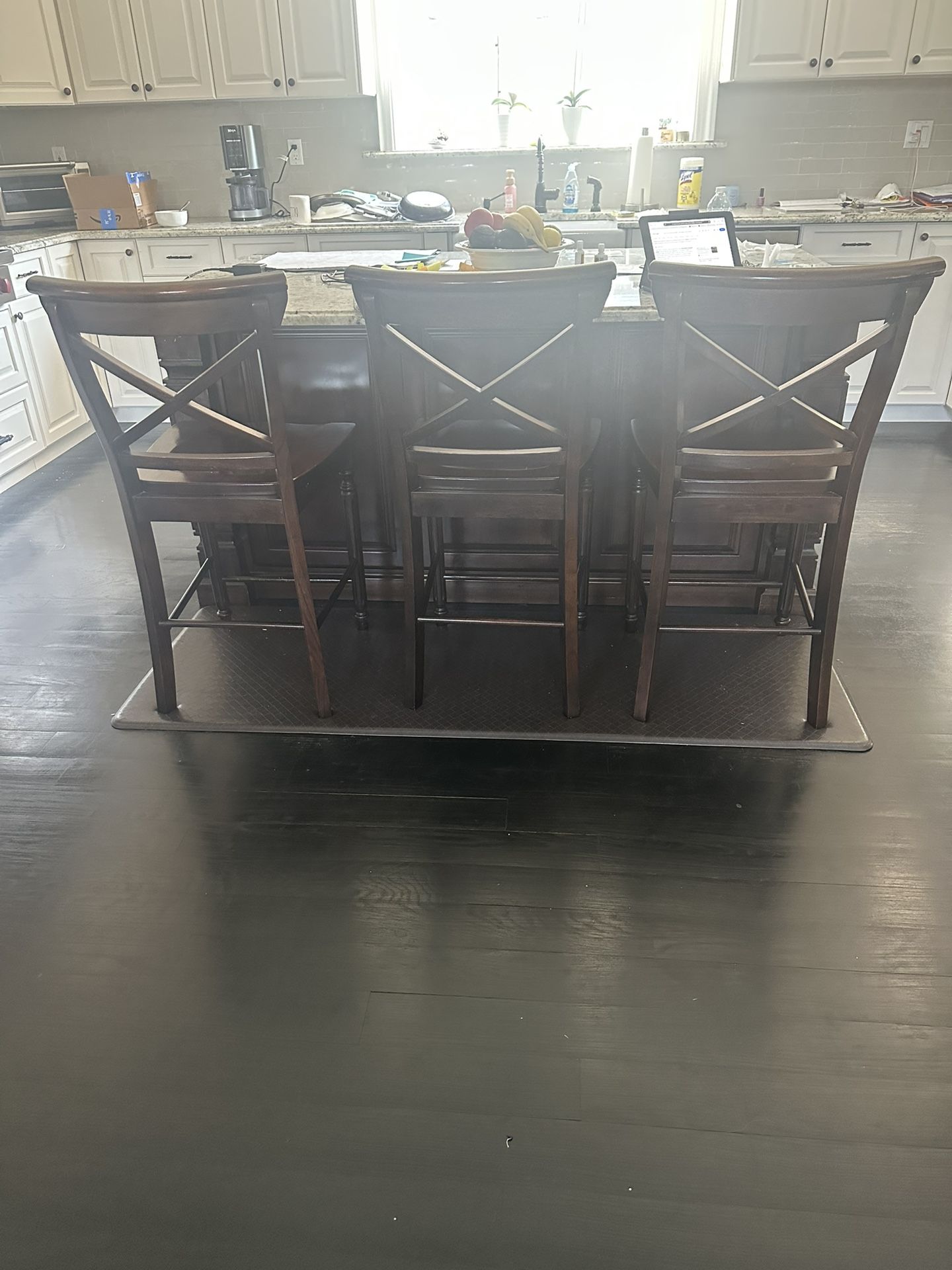 Bassett Walnut Colored Solid Wood Counter Stools