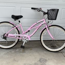 Beautiful Shimmery Pink 7 Speed Aluminum Frame Sun Beach Cruiser Bike