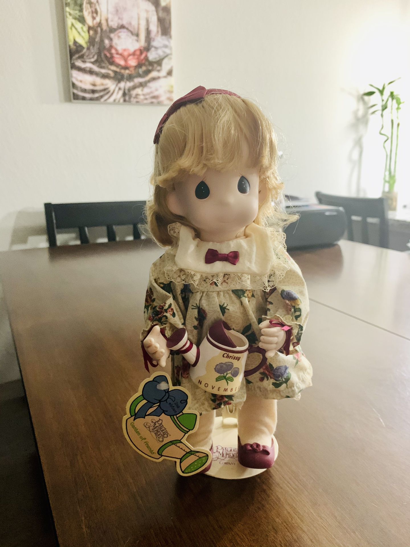 Precious Moment Porcelain November Month Doll New with Tag and stand