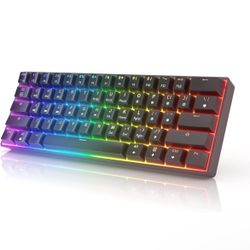 HK Gaming GK61 Mechanical Gaming Keyboard 60 Percent | 61 RGB Rainbow LED Backlit Programmable Keys | USB Wired | for Mac and Windows PC | Hotswap Gat