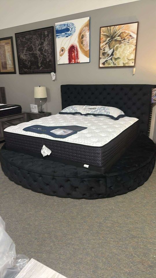 OM• $38 Initial • Brand New Circle Black Bed Frame 