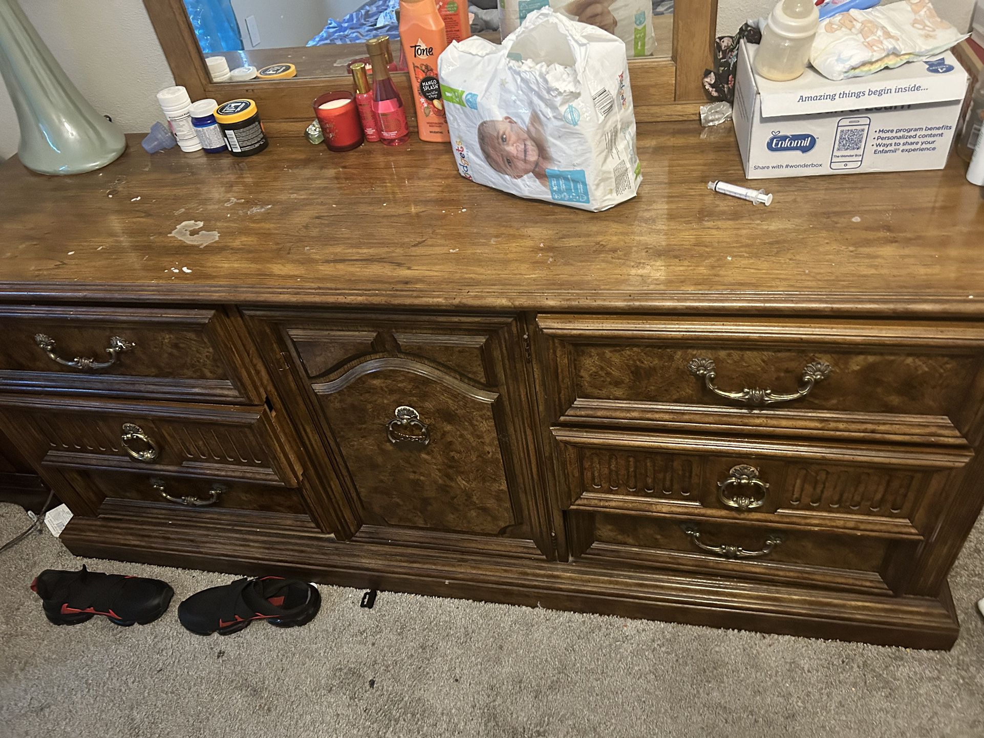 Mirror And Dresser Antique