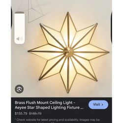 Traditional Brass Star Close to Ceiling Light Decorative Pendant Light