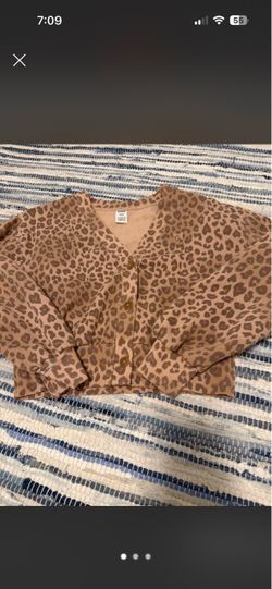 Victorias secret pink leopard cropped cardigan