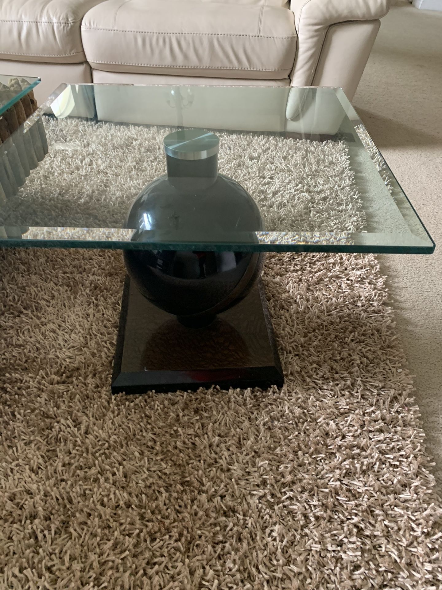 Glass Coffee Table End Table Unique 20” H by 25.5” W $50