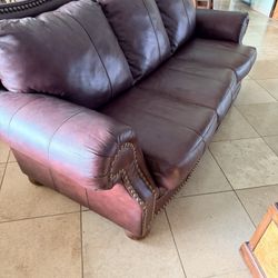Brown Leather Studded sofa