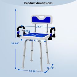 BRAND NEW Adults Heavy Duty Adjustable Shower Chair with Arms and Back Up to 500lbs for Inside Shower Stall and Bathroom Bath Tub Chairs