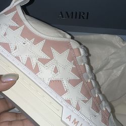 Authentic Amiri pink and white stars low sneakers
