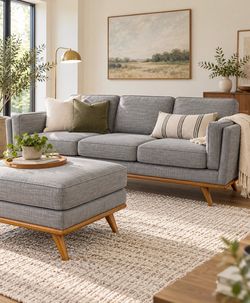 Mid-Century Modern • BRAND NEW • NEVER USED • GRADE A Sofa + Ottoman
