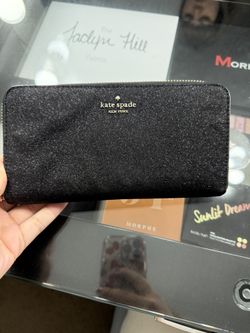 Kate Spade Black Glitter Wallet, Large Size
