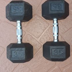 35 lbs. RUBBER DUMBBELLS!!!