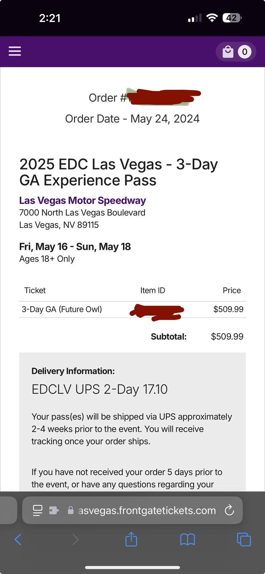 EDC LV 2025 GA ticket