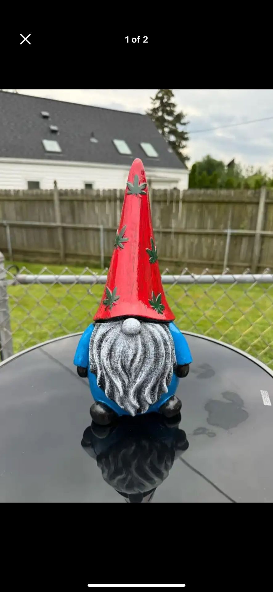 Red White And Blue Gnome With Leaf Hat