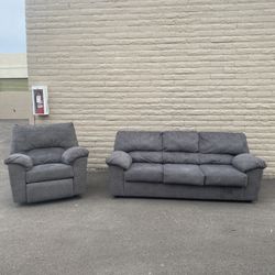 Two Piece Gray Recliner Couch Set