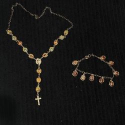 Necklace Of Religion (Catholic) And Bracelet