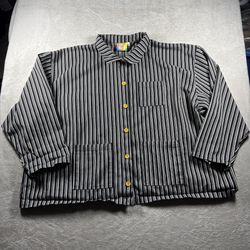 Big Bud Press Work Jacket Women’s 6XL Black Striped Chore Coat USA #2165