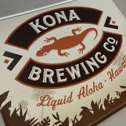 🔥 Rare Kona Brewing Hawaii Large metal beer bar tin Mancave sign 