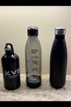 Set of 3 Black Stainless Steel Water Bottles