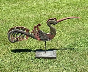 Antique Mid Century Wood Garuda Bird Of Paradise Home Garden Sculpture Decor