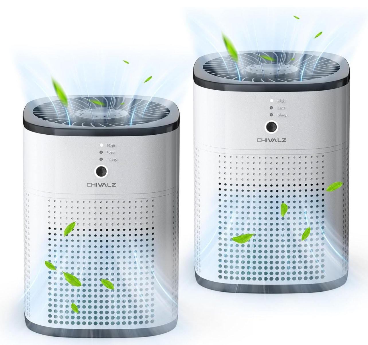 2 Pack Air Purifiers for Bedroom, Air Purifiers for Home Bedroom, Quiet Air Cleaner with 24dB Sleep Mode, True HEPA Filter for Pet, White & Black