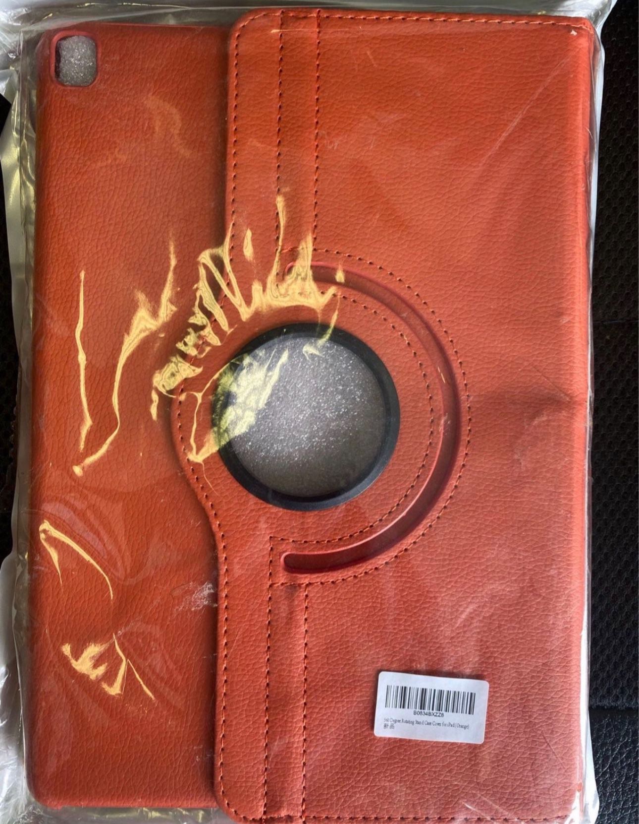 360 Degree ratating stand case cover for ipad orange color. Brand new never used