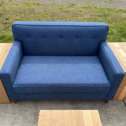 Beautiful Blue Loveseat Made In USA